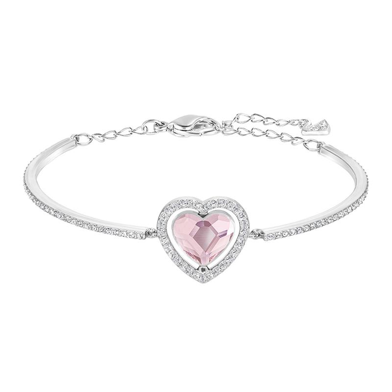 Swarovski ENGAGED Rotatable Heart-shaped Bracelet for Women, Rhodium-plated 5254686