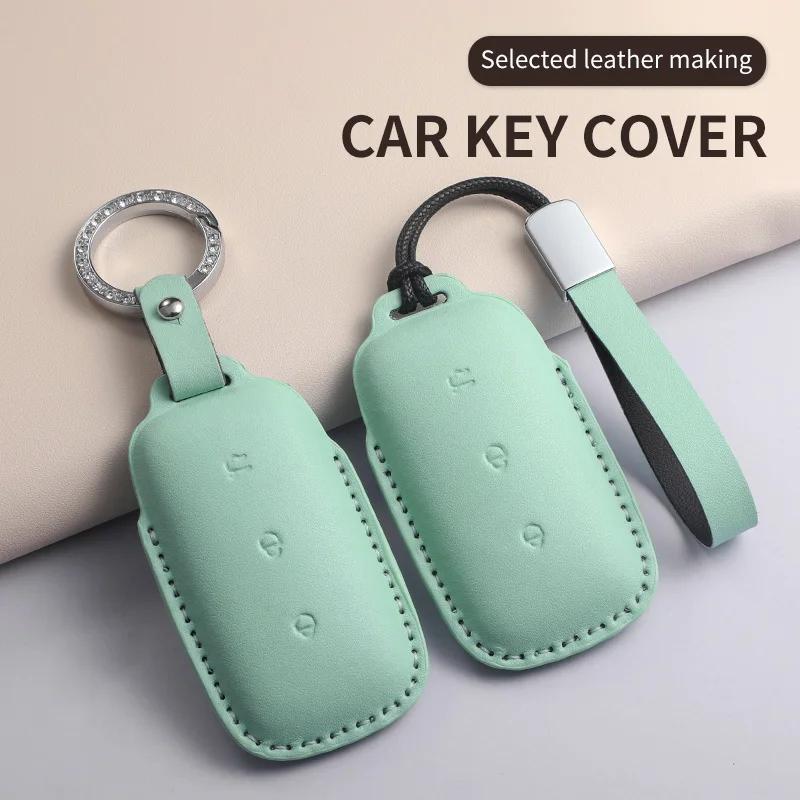 PU Leather Car Key Case Cover For Geely Galaxy L7 2023 MAXL6 1.5T Plus Car Remote Key Shell Anti-Scratch Holder Car Accessories