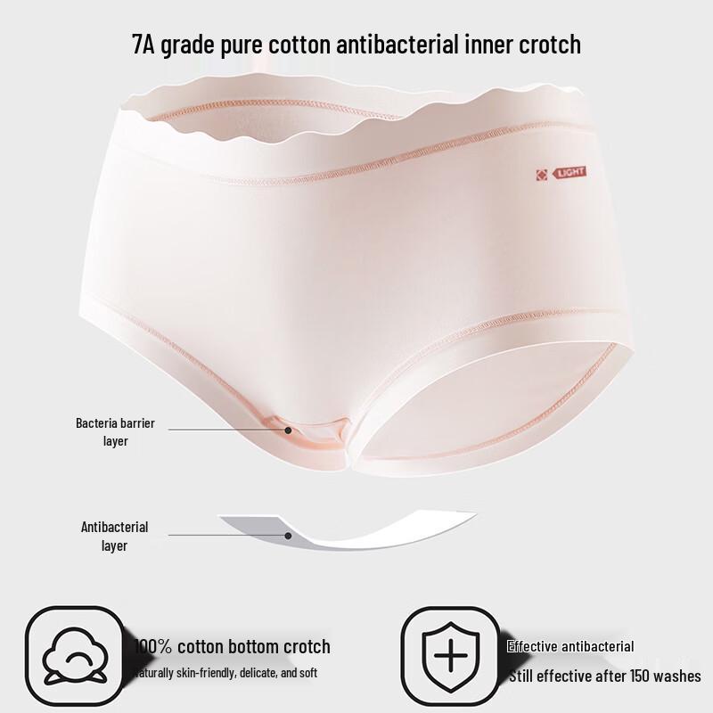 FitonTon Women's Seamless Pure Cotton Antibacterial Briefs 4-Pack