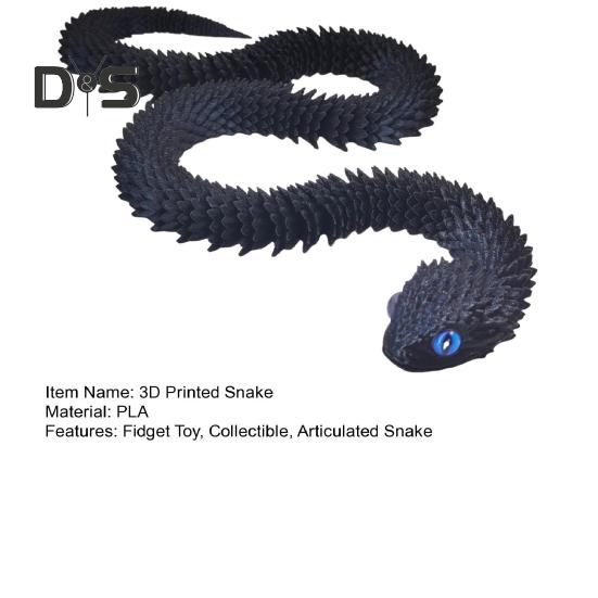 3D Printed Snake Toy Articulated Viper Figurine Fidget Snake Toy Collectible Snake Model with Flexible Joints for Home Office Desk Decor
