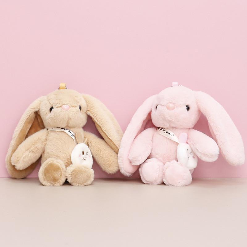 Long Eared Cute Bunny Plush Toy Adorable Cartoon Keychain Charm Perfect Gift