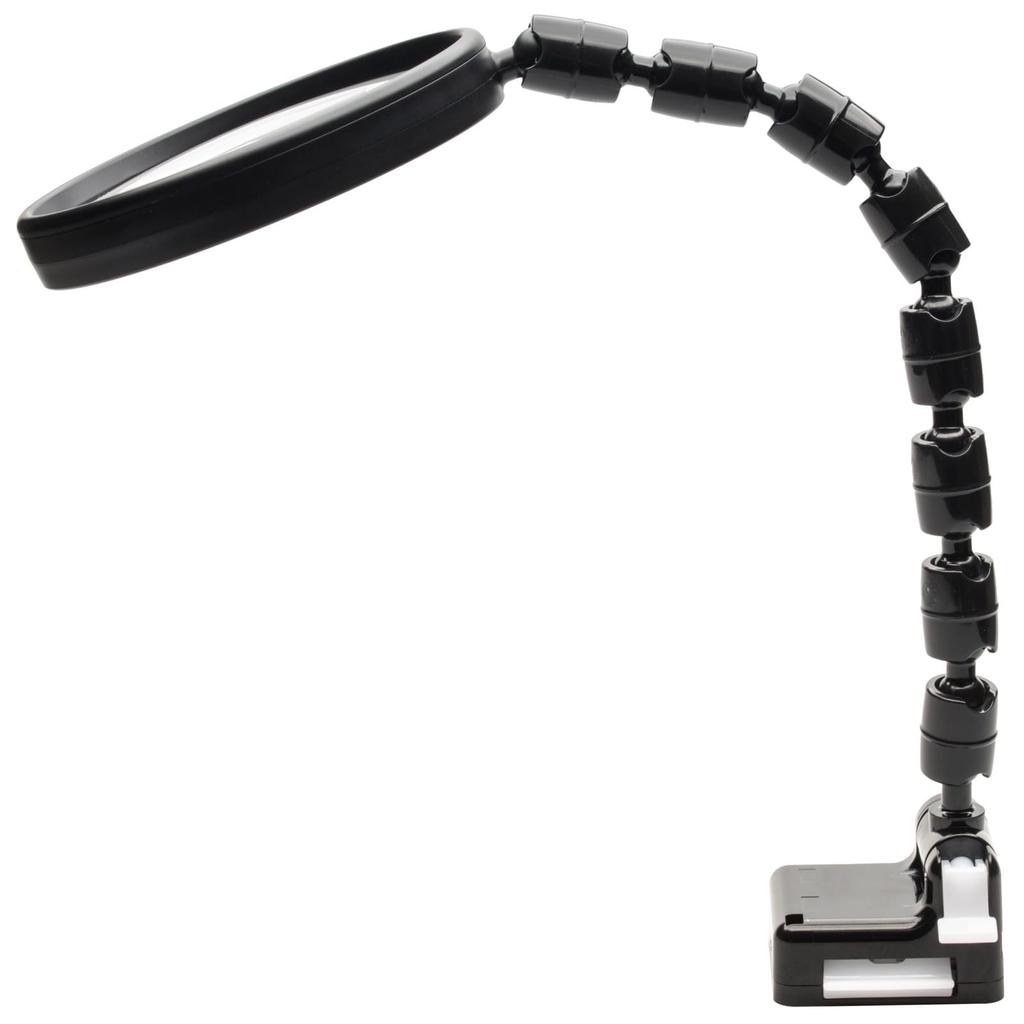 Magnifying Plastic 2x 4x Small 100mm Lens Flexible Gooseneck Magnifier with Magnetic Adjustable Made in Reading Black MIZAR-TEC KL-1720PM Glass, Lens,