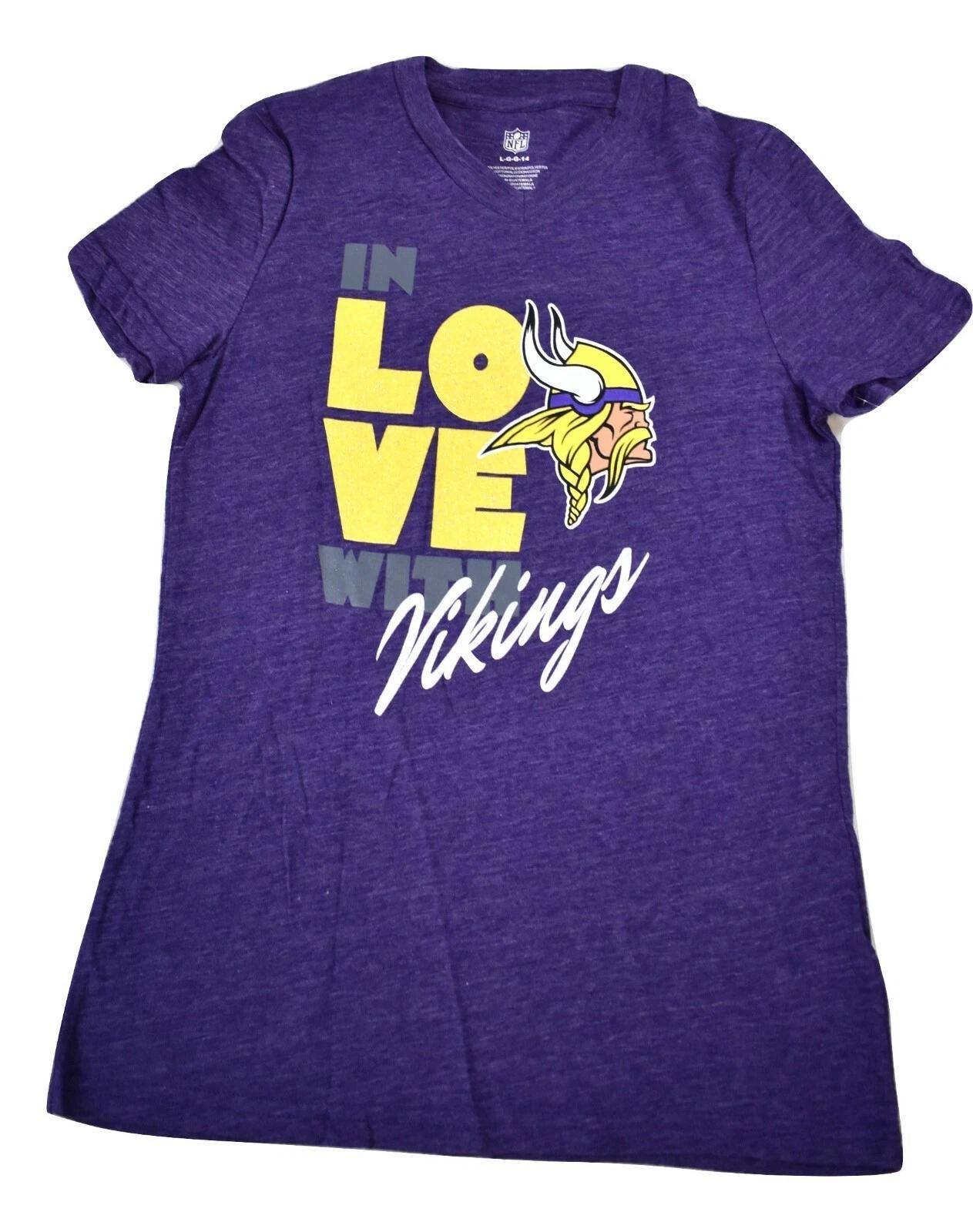 NFL Youth Girls In Love With Minnesota Vikings Football Shirt NWT L(14) S