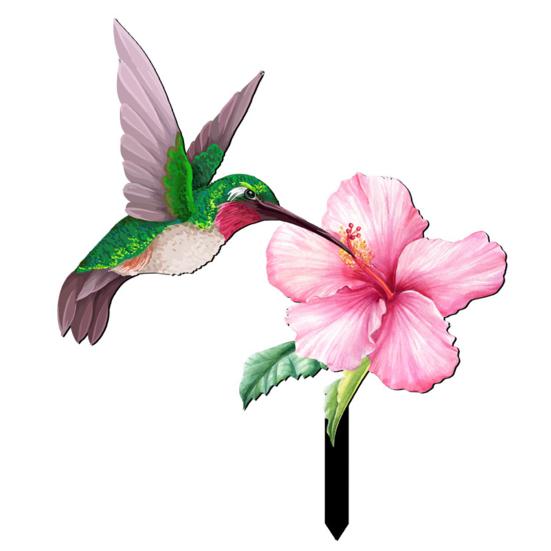 

Decorative Sign Eye-catching Realistic Looking Sharp Tip Yard Art No Burr Hummingbird Flower Garden Stake Outdoor Decor розовый