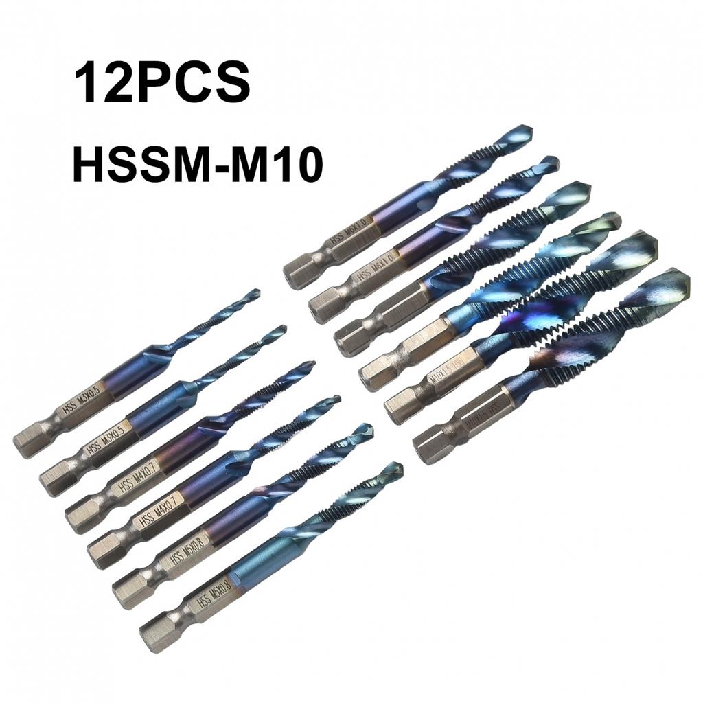 Quick Change HSS Drill Bit Set with Hex Shank for M3 M10 Screw Thread 12PCS