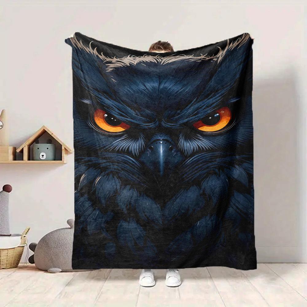 1pc Night Owl Blanket Lightweight Blanket Throw Blanket For Sofa, Bed, Travel, Camping, Livingroom, Office, Couch, Chair Yy251010007