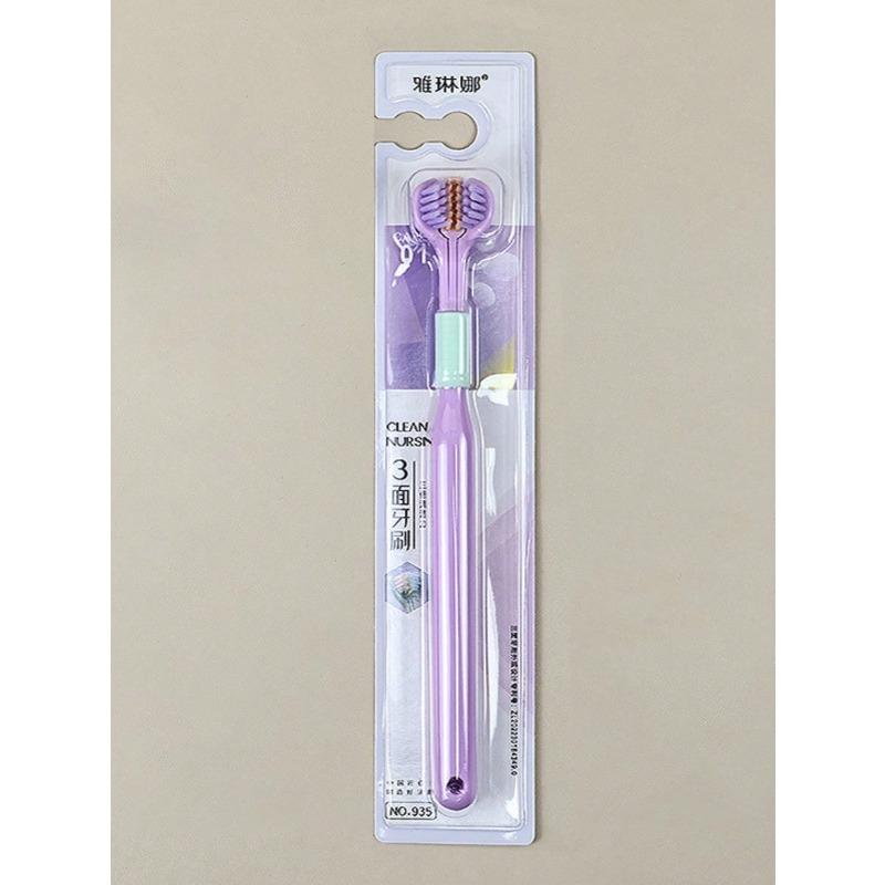 1pc 3-Sided 45 Degree Triangle Toothbrush, 3X Deep Cleaning Oral Care Toothbrush With Tongue Scraper