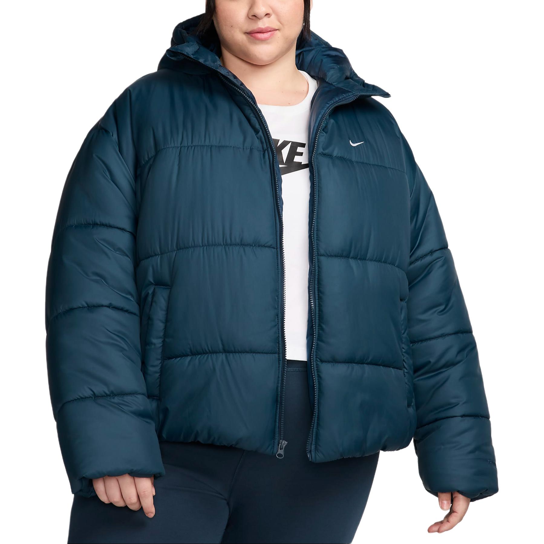 

New Nike Sportswear Classic Puffer Women s Therma FIT Loose Hooded Jacket Plus Size FZ5901-478 1X