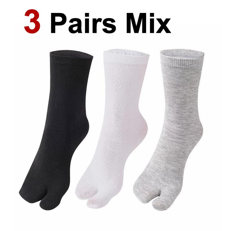 1/3 Pairs Neutral Split Toe Mid Tube Socks Stylish Design Sweat Wicking Breathable Soft Comfortable Couple Casual Socks