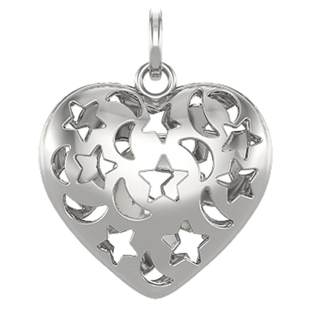 Les Trésors De Lily [R7414] - Pendentif Argent 'Love' argenté (rhodié) - 10 mm (lune- étoile)