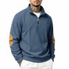 Men's Half-Zip Hooded Long Sleeve Loose Fit Sweatshirt with Paneled Stitching