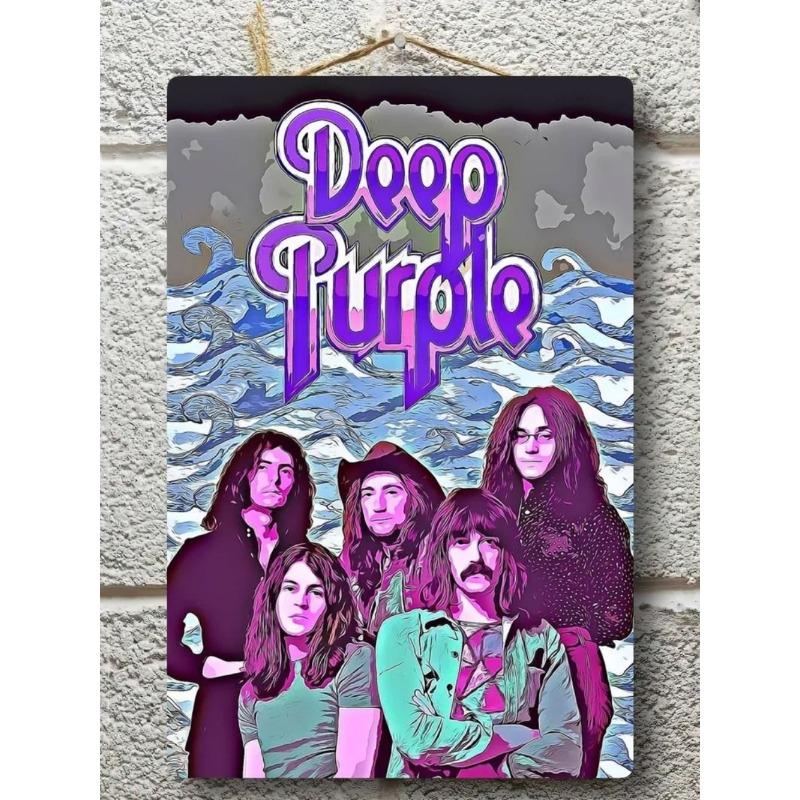 Kovový plakát Deep Purple, Dárek pro hudebníka Nástěnné umění 20x30cm