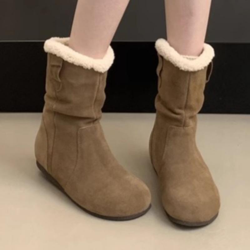 Fashion Women Flat Fluffy Ankle Boots Classical Suede Fashion New Shoes 2025 Designer Chelsea Short Snow Boots Winter Cozy Zapatillas