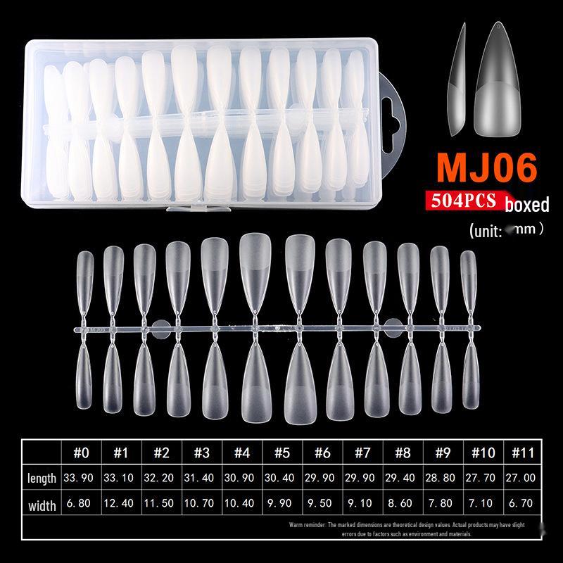 

Frosted Transparent Seamless Nail Tips - Full/Half Fold Stickers, 504 Pieces