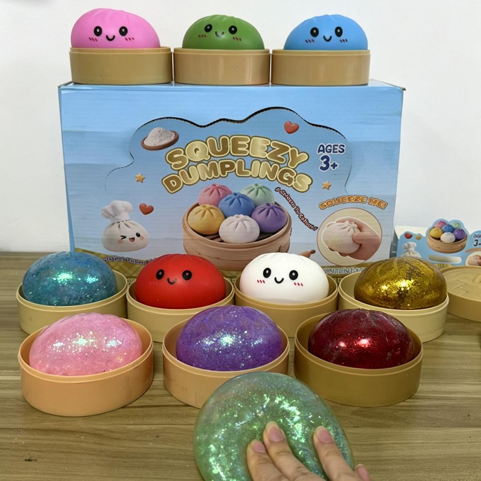 Glitter Dumpling colorfulPressure Ball Slow Rebound Soft Pinch Decompression Baozi Modeling Stress Relief Toy Birthday Gifts