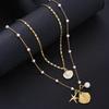 Starfish Shell Pendant Necklace Summer Imitation Pearl Necklaces for Women Girls Ocean Beach Jewelry