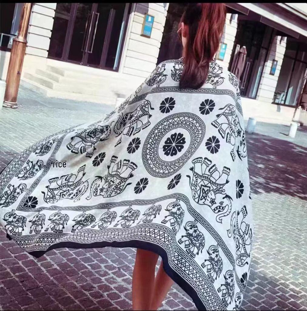 Women's Ethnic Silk Scarf: Sunscreen Shawl for Prairie Travel