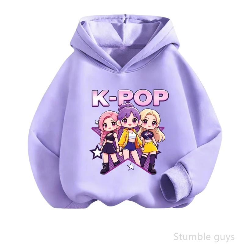 Spring Fall Graphic Hooded Sweatshirt Kids Anime Long Sleeve Hoodie Soft Breathable Casual Outerwear For Daily Life
