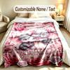 Elephant Theme Soft Blanket Personalized Custom Name Text Print Warm Blanket Home Sofa Bedroom Decor