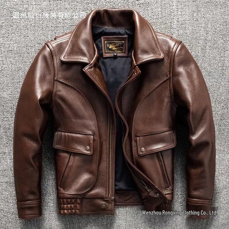 2024 Men's Slim Fit Soft Leather Jacket with Turn-Down Collar - Trendy Autumn/Winter Style
