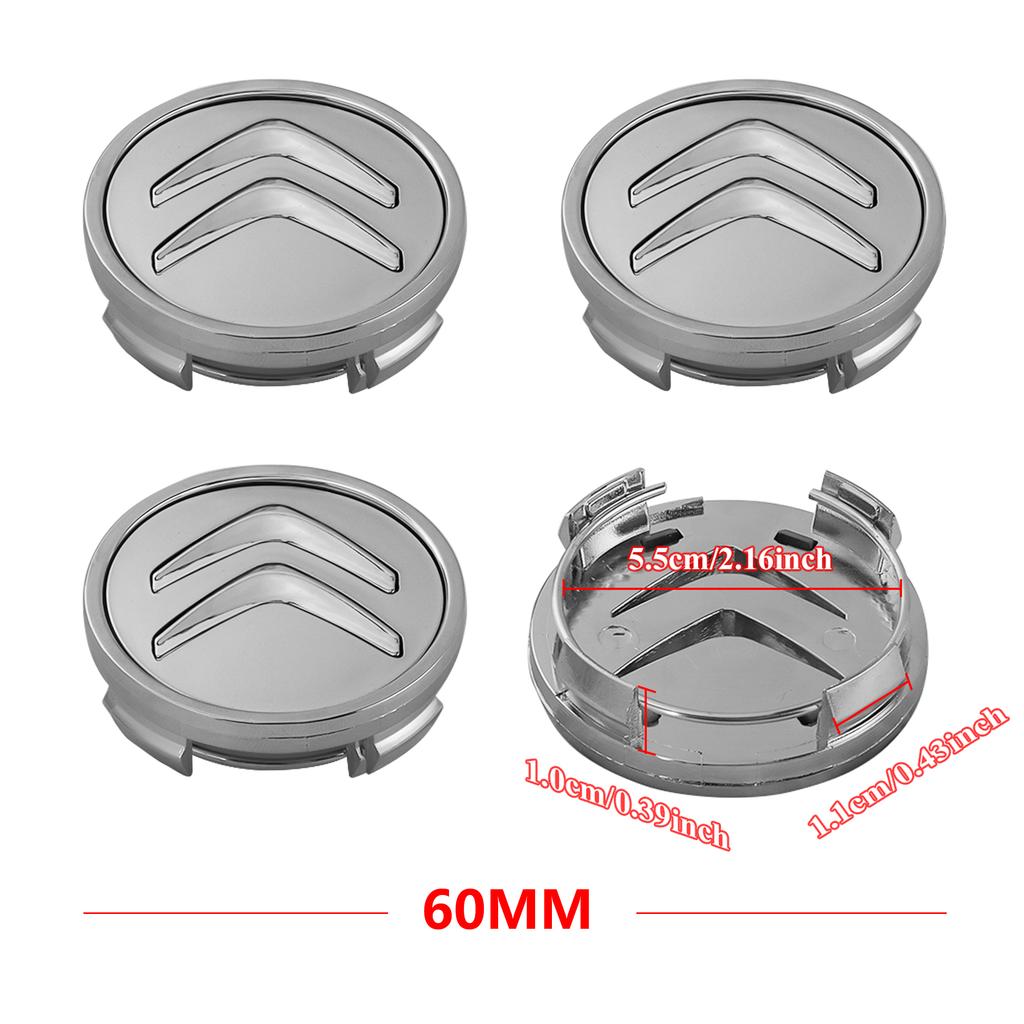 4 Pezzi 60mm Tappo Centrale Ruota Auto Sostituzione Tappi Centrali Ruota Neri Copertura Centrale Mozzo Ruota in ABS per Citroen C5 C3 C4 Accessori Auto