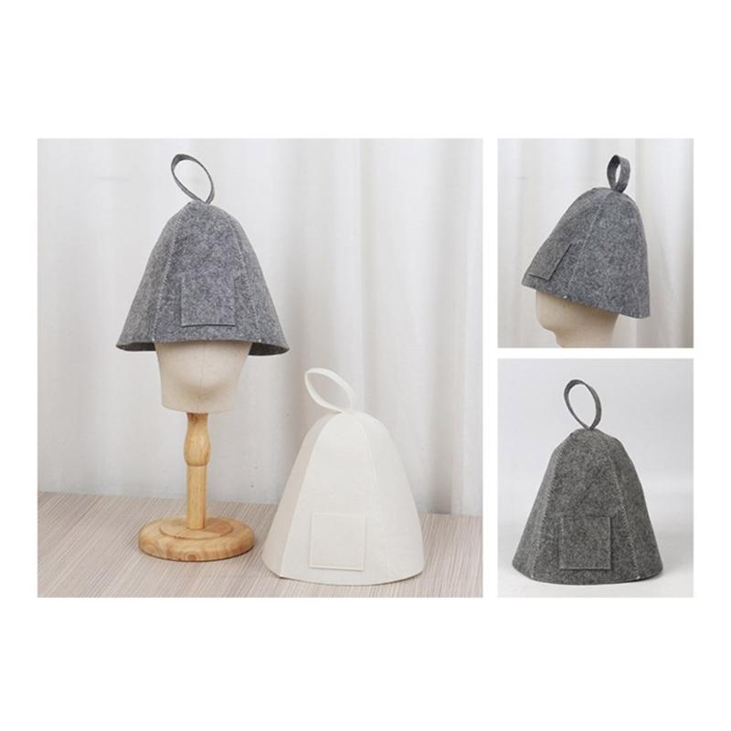 Wool Felt Sauna Set Bath Hat Shower Cap Men Women Protective Hair Cover Bathroom
