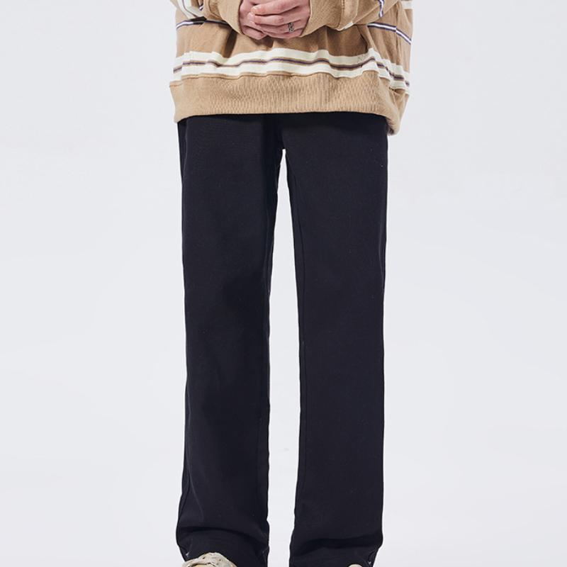 

Черно-белые базовые однотонные джинсы мужские корейская версия свободные прямые больших размеров повседневные длинные брюки 3XL чёрный