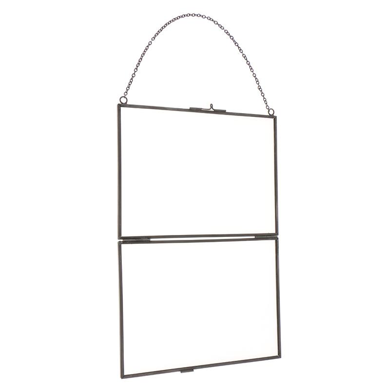 MagiDeal Industrial Style Double Sided Glass Hanging Photo Frame Wall Frame Flower Plant Specimen Portrait Display Frame Holder