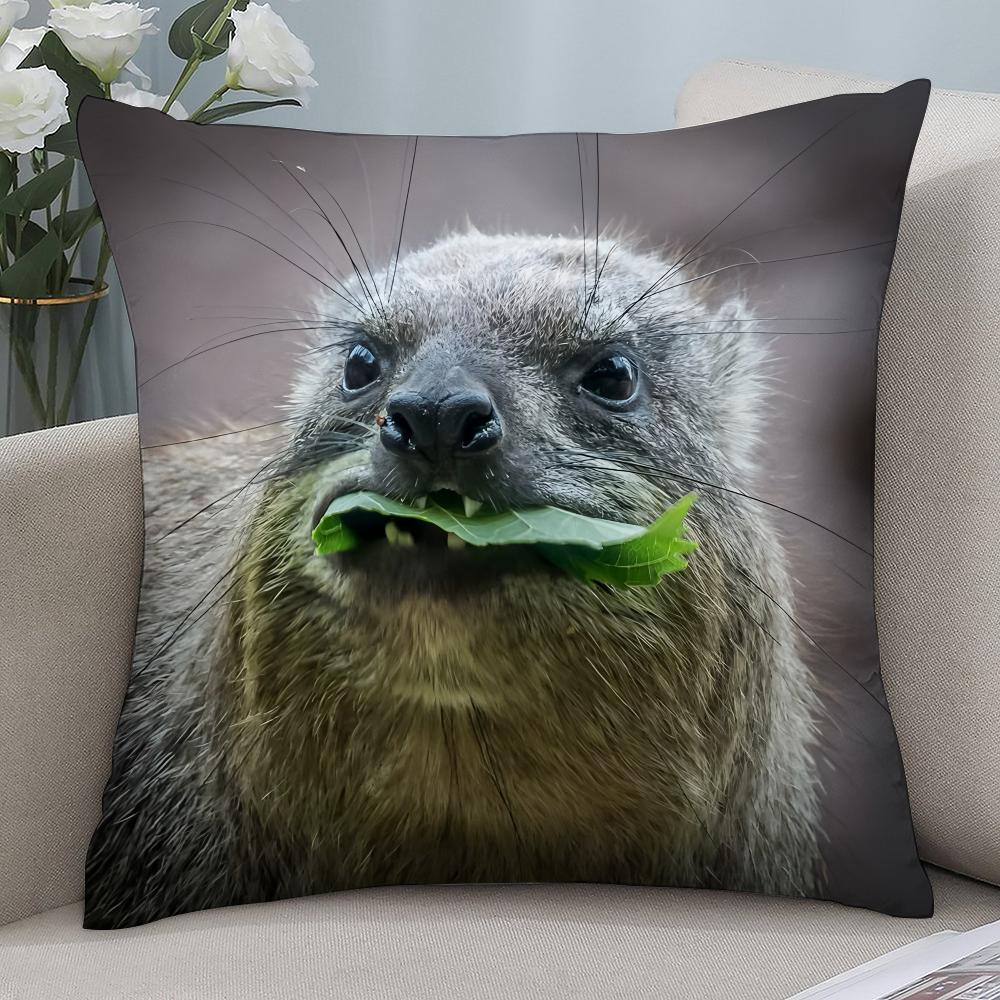 Rock Hyrax Animal Pillow Case Short Plush Pillow Covers Sofa Decorative Gift Home Double-sided Printing Cushion Cover