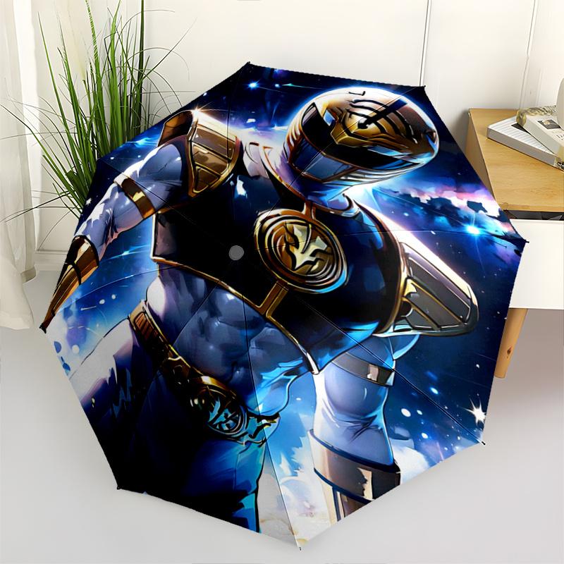 1pc Blue Ranger in Space Pattern Umbrella, Fashionable, Personalized, High-Value Folding Umbrella, a Must-Have for Summer, 8-Rib Durable Iron Fra