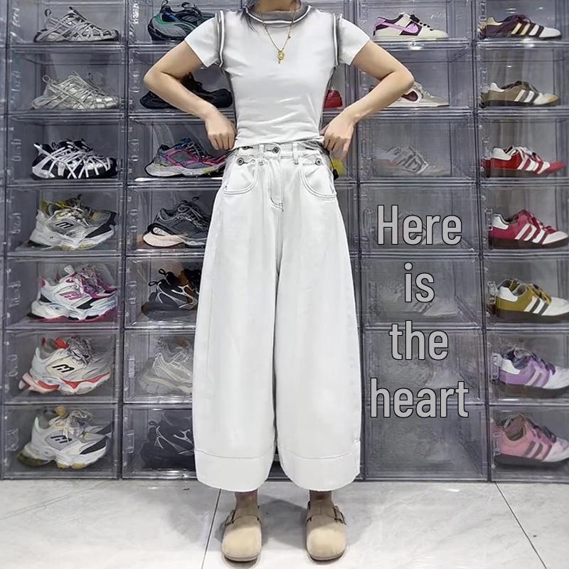 Women's Summer Wide-Leg Jeans: Loose Fit, Large Size, Pear-Shaped Friendly, Slimming Hip-Covering, All-Match Straight Pants