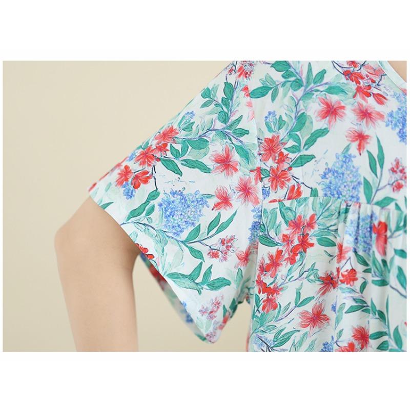 DIMANAF New 2026 Summer Women Plus Size Vintage Lady Long Dress Floral Print Beach sundress Loose Oversize Cotton
