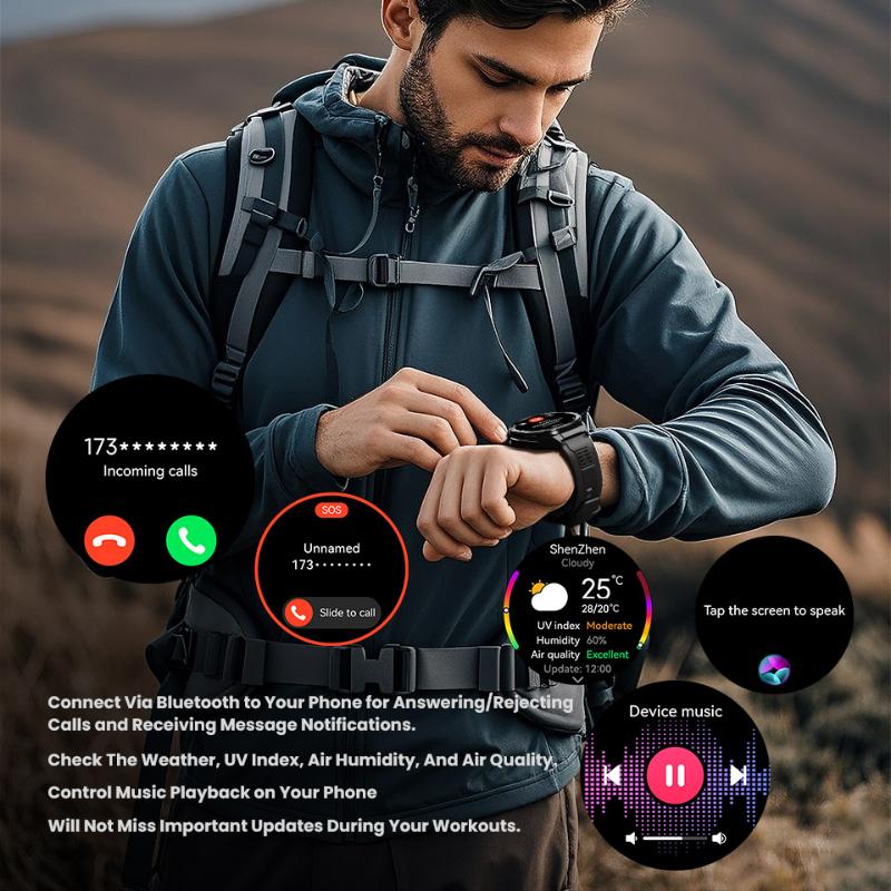 2025 Nuovo Smartwatch Sportivo GPS Uomo Schermo AMOLED HD 1,43 pollici Bussola Chiamata Bluetooth Frequenza Cardiaca Impermeabile smartwatch Per Android IOS