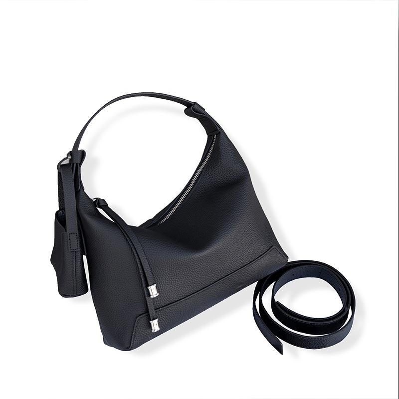 First layer cowhide bag women's new messenger bag pillow bag light luxury niche leather shoulder armpit bag