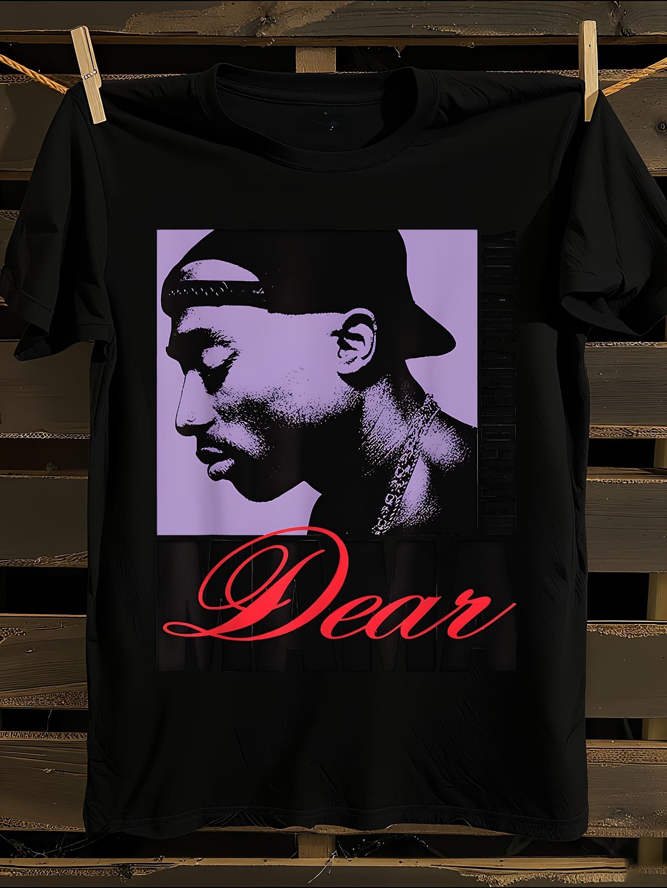 Tupac Dear Mama T-Shirt Mens Tshirt Womens Tshirts with Letters Print Short Sleeves T-Shirt Casual Street Tee Shirt Top S