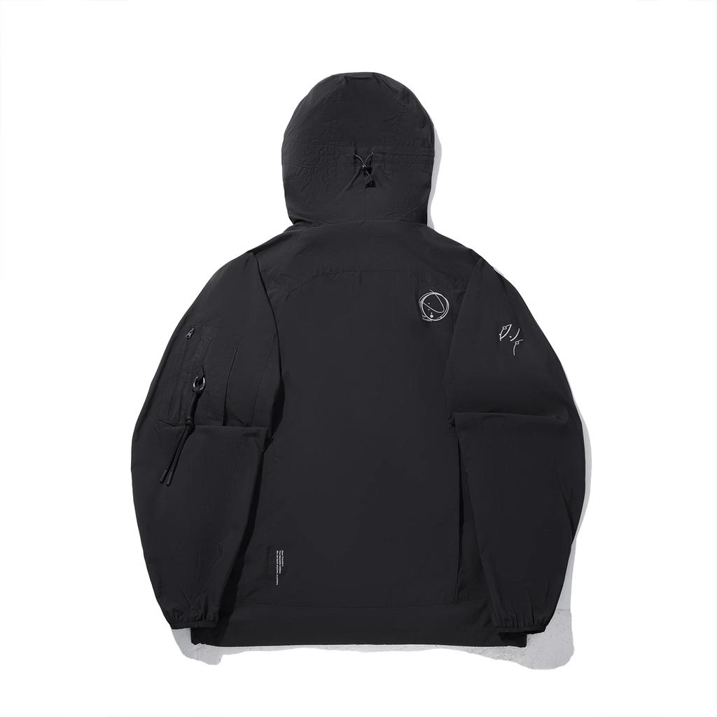 Li Ning Trench Coats Men's Caviar Black Hooded Moderate AFDVF71-3