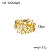 CARLIDANA Ins Geometric Rings Stainless Steel 18k Gold Plated Hollow Multi-Layer Chunky Cross Open Rings for Women Jewelry