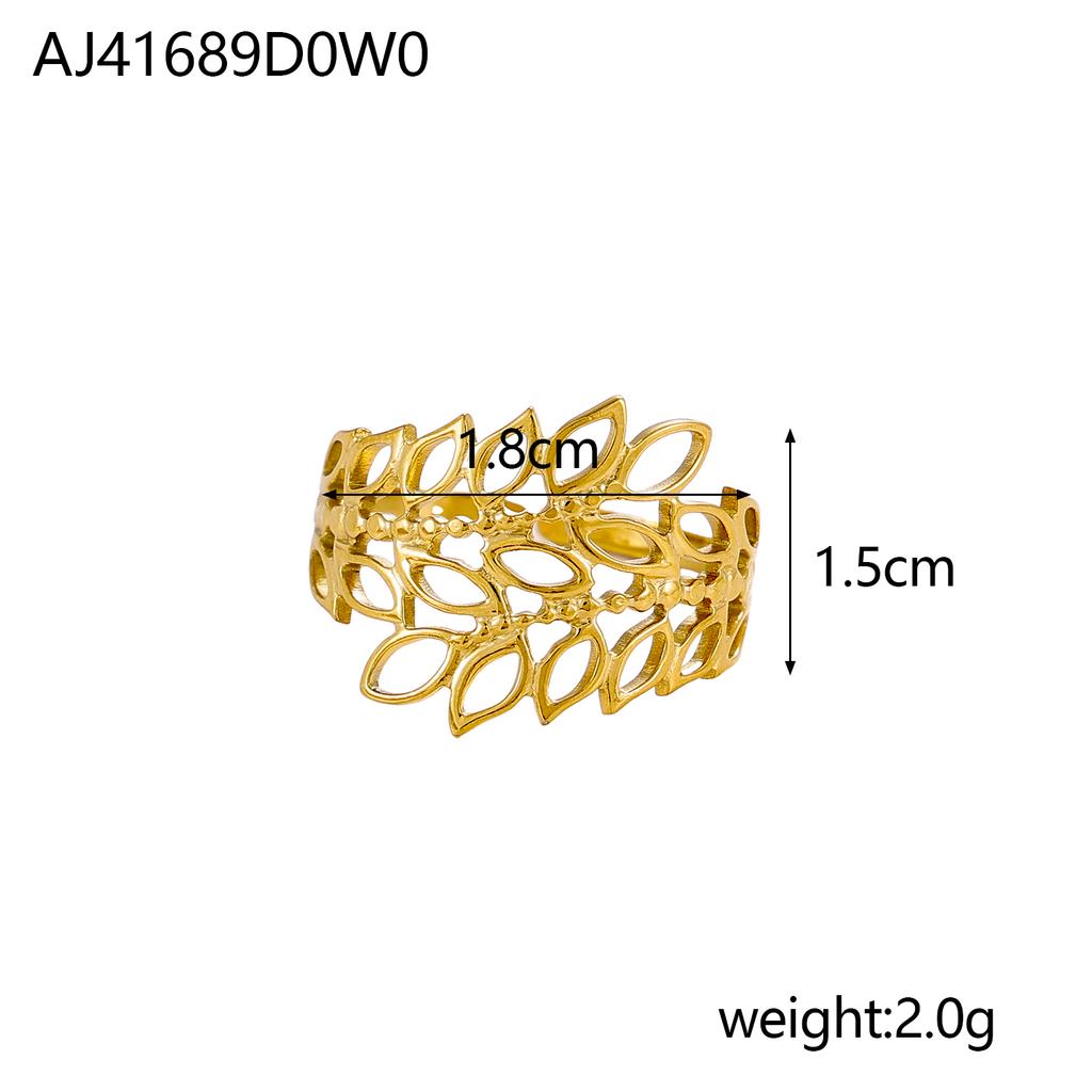 CARLIDANA Ins Geometric Rings Stainless Steel 18k Gold Plated Hollow Multi-Layer Chunky Cross Open Rings for Women Jewelry