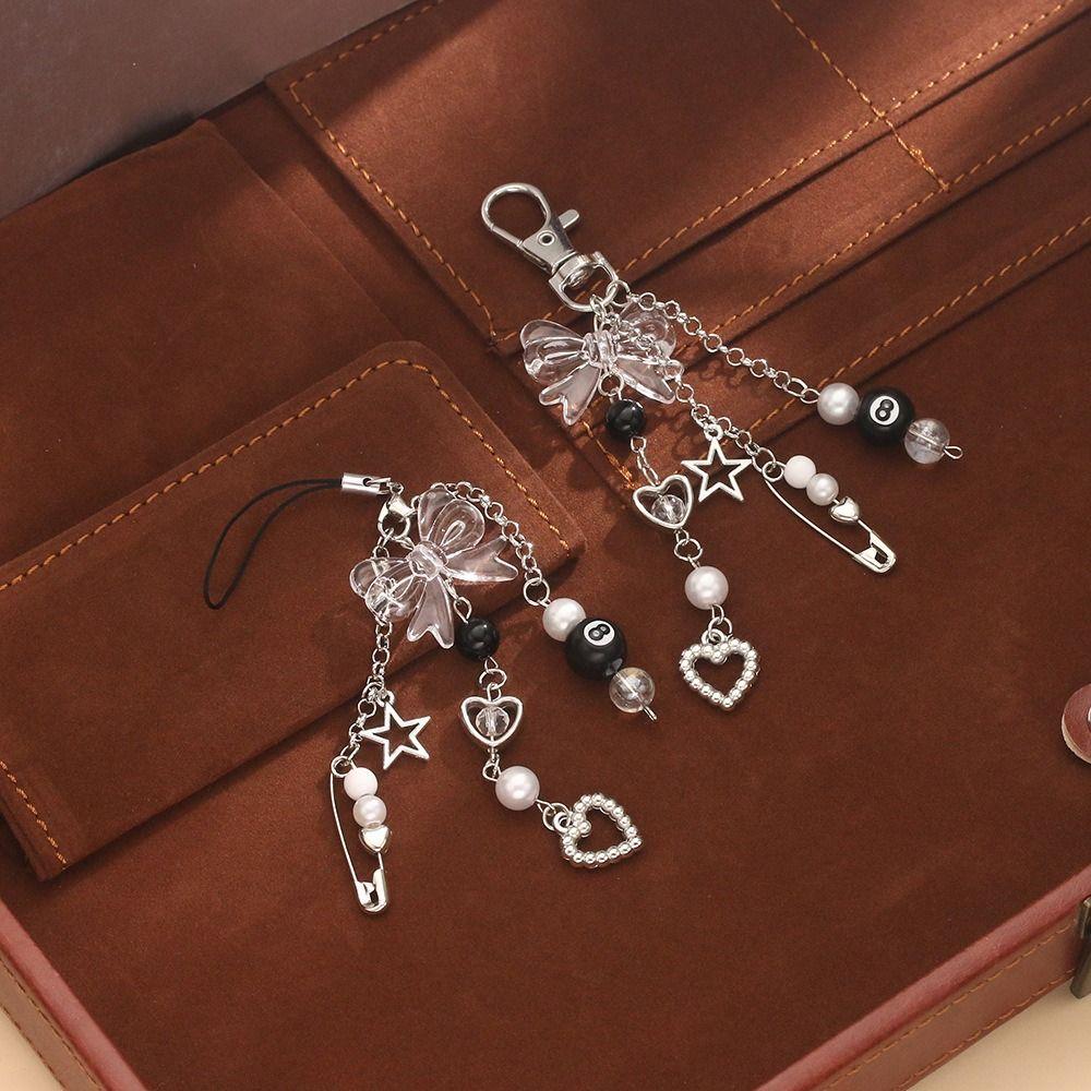 Zinc Zinc Alloy 8 Ball Star Keychain Phone Chain Billiards Black 8 Key Chain  Creative Gift