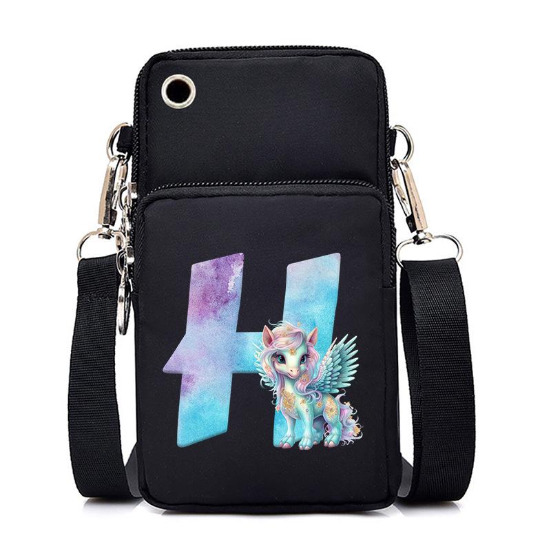 Sac de téléphone portable à imprimé lettre Licorne Léger à transporter Sac bandoulière multifonction