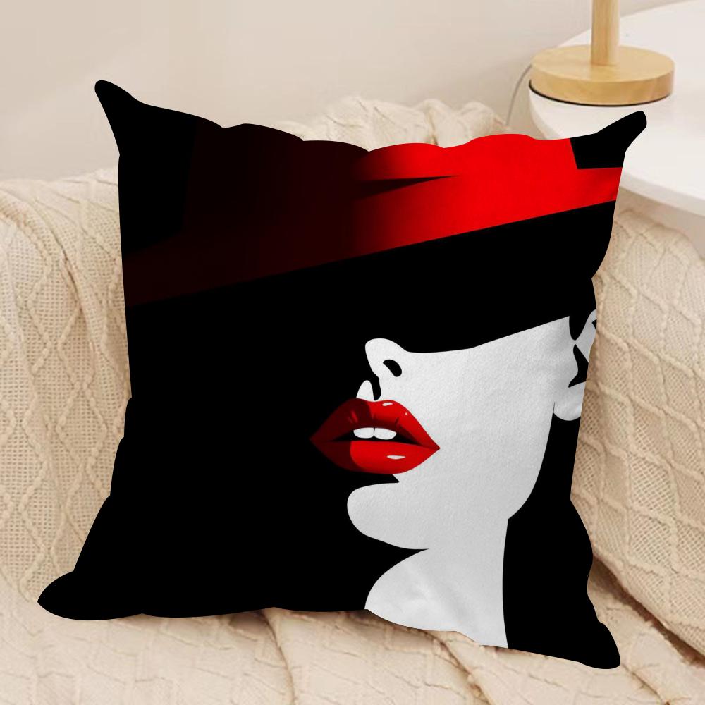 Vantage  Elegant Lady Cushion Cover Soft Plush Fabric Double-Sided Printed Sofa Cushion Cover for All Seasons Home Decor Gift