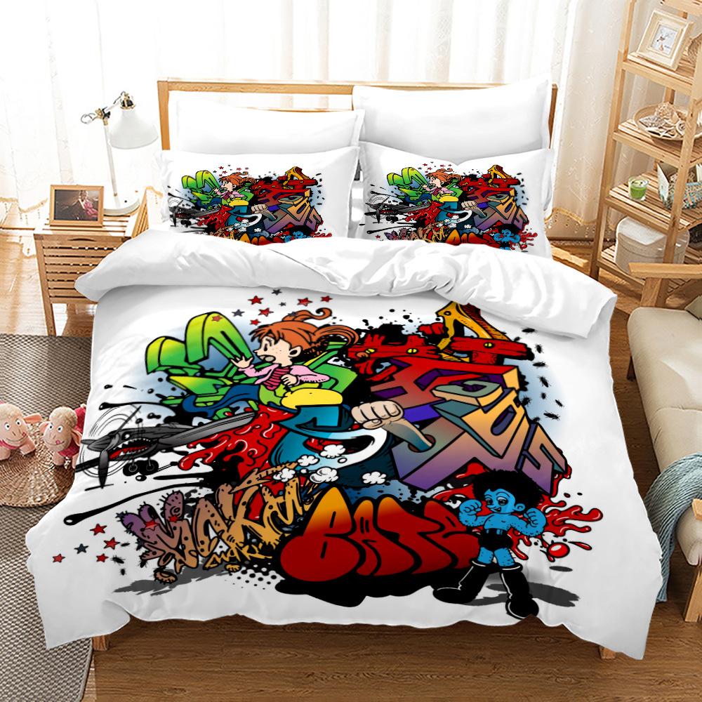 Hip-hop Bedding Set Colorful Soft Brushed Washable Duvet Cover Set King Queen Twin Single Size for Kids Boys Birthday Gifts