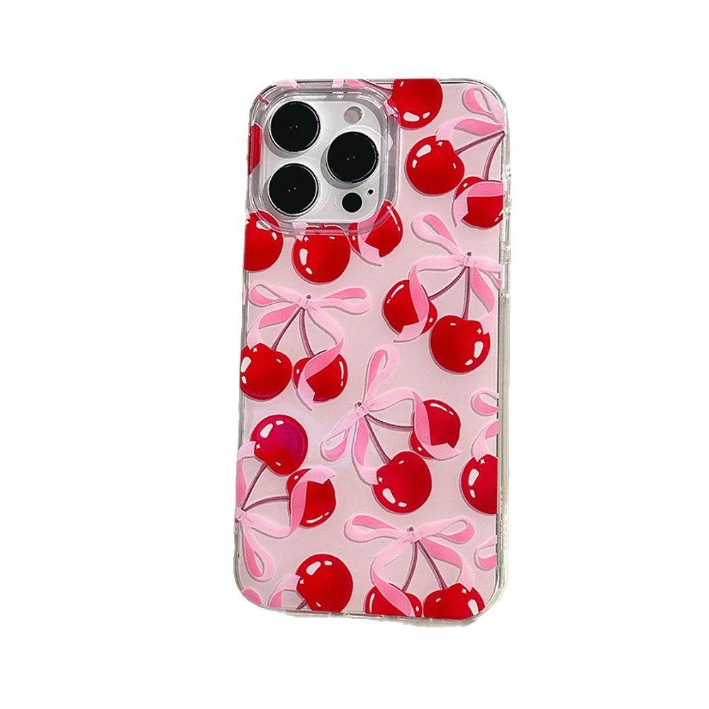 Full Screen Bow Cherry Suitable for Apple 16 Mobile Phone Case 15promax Protective Case Iphone14 Anti Fall 13 Women