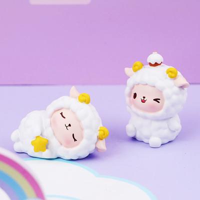 Sheep Figurine Decorative Lamb Image Small Size Cute White Sheep Micro Landscape Ornaments for Bonsai