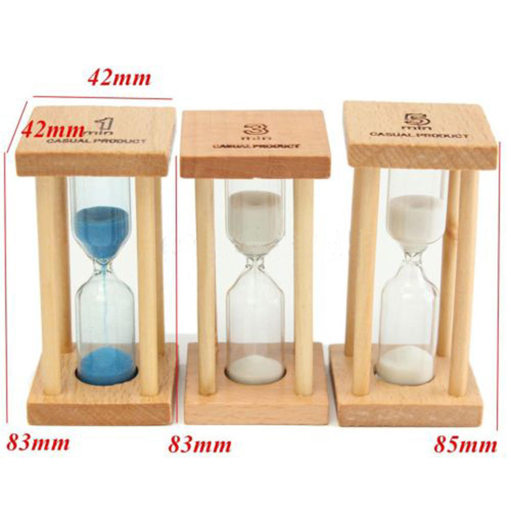 1/3/5Min Wooden Sand Sandglass Timer Clock Home Decor Gift Kitchen