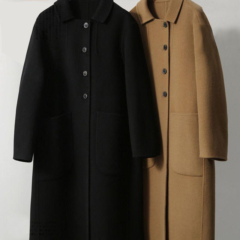 Lightweight Double-Faced Wool Coat for Women Autumn Winter Versatile Waist-Slimming Slim-Fit Single-Breasted Woolen Warm Outer Wear