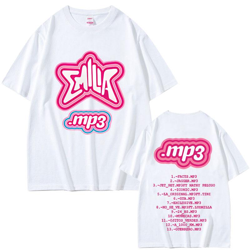 Singer Emilia Mernes MP3 Tour Print Tshirt Male Casual Tshirt Men Hip Hop Oversized Crewneck T Shirts Mens Vintage Tees
