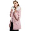 VANGULL Brand Women's Mid-length Plus Fleece Cotton Coat Warm with Fur Collar Loose Winter Coat Solid Color Overcoat