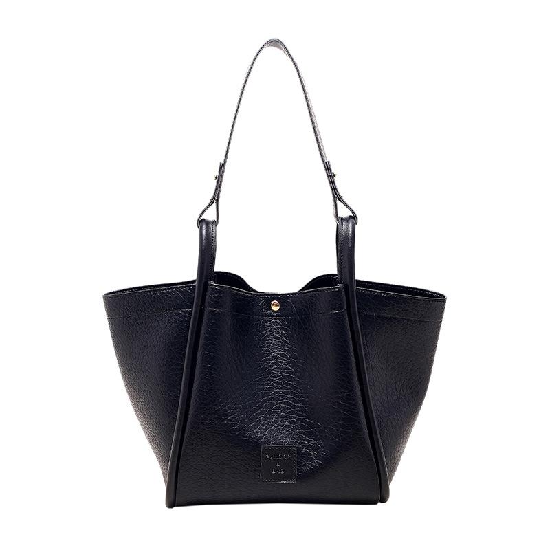 

Ретро сумка женская большой вместимости новая осенне-зимняя универсальная на плечо сумка-корзина для овощей сумка для мамы сумка для通勤 чёрный