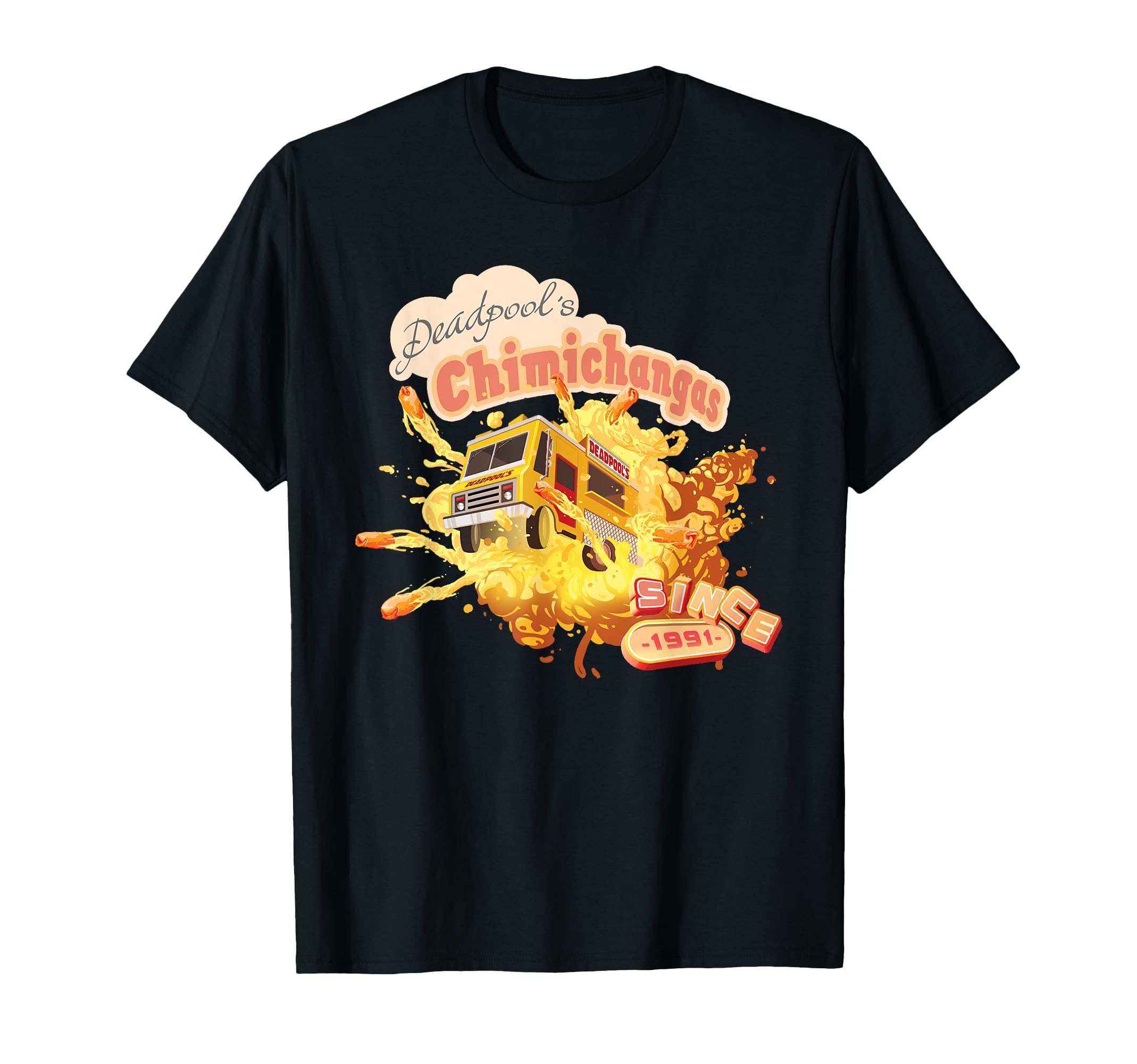

Marvel Deadpool Chimichanga Flaming Food Truck T-Shirt